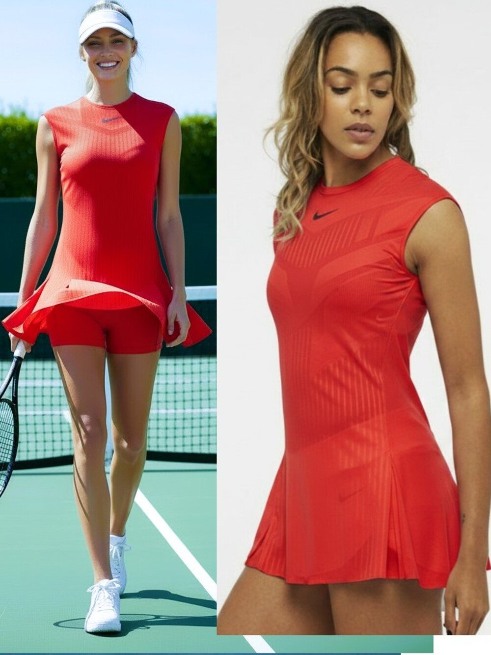 Nwt Nike Court Tennis Dress Pleated Skirt Pretty Red L Large